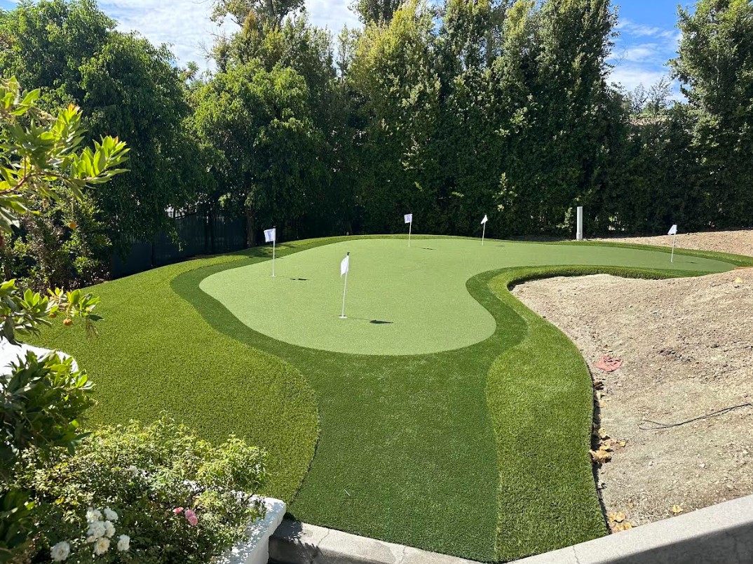 Custom synthetic putting green installation in San Diego