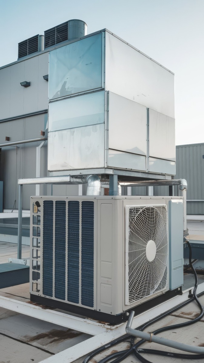 HVAC equipment on a commercial rooftop